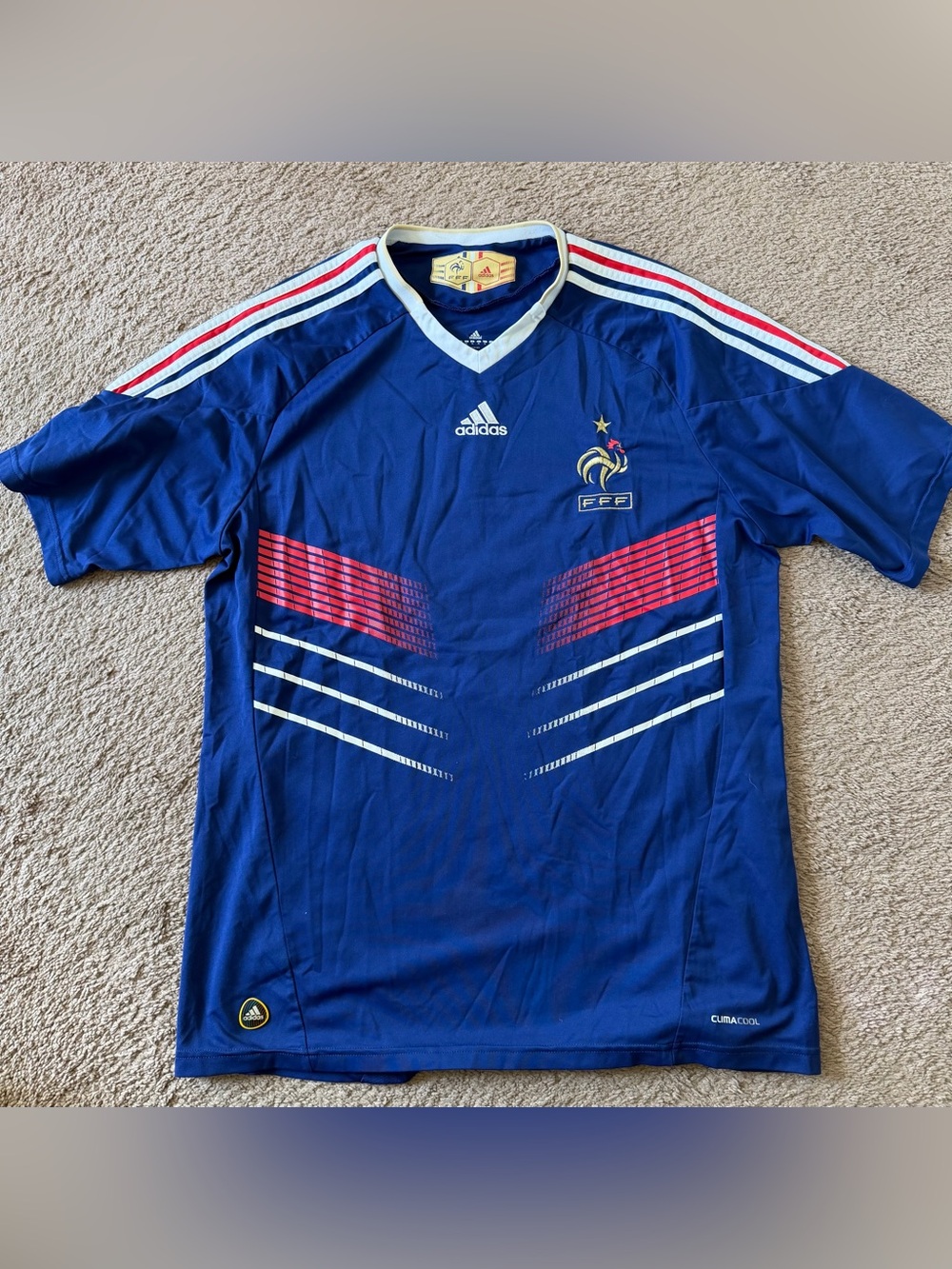France FFF World Cup football shirt 2010 Soccer Adidas Blue Mens Jersey Size XL